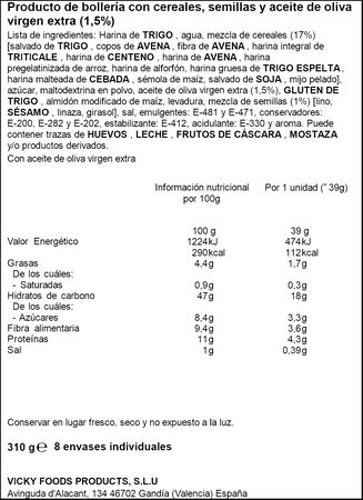 Pan Sottile Dulcesol 310g con cereales y semillas