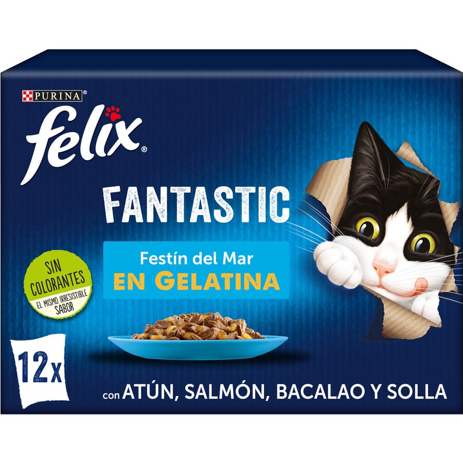 Comida húmeda para gatos festín del mar Felix 12uds