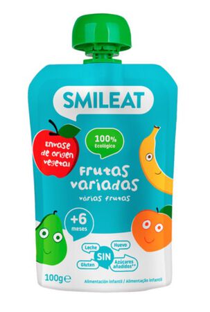 Alimento infantil preparado de frutas ecológico sin gluten Smileat 100g frutas variadas
