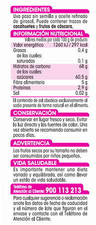 Pasas sultanas sin pepitas Alipende 250g