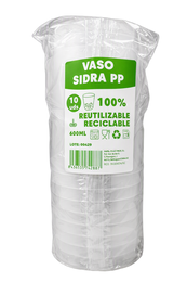 Vaso sidra PP 600 ml 10 ud