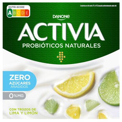B&iacute;fidus probi&oacute;tico Activia desnatado 0% materia grasa pack 4 lima lim&oacute;n
