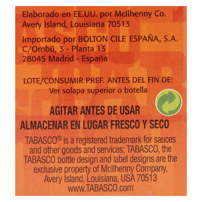 Salsa picante Tabasco 60ml
