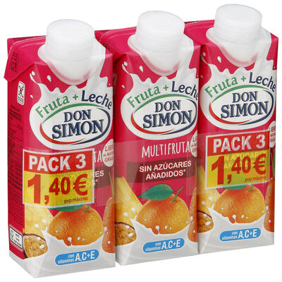 Fruta y leche sin az&uacute;cares a&ntilde;adidos multifruta Don Simon