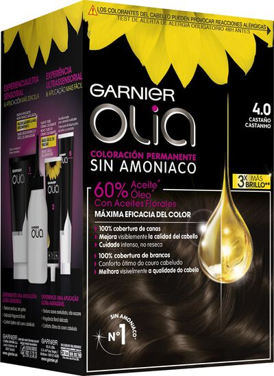 Tinte de cabello sin amoníaco Garnier Olia nº 4 castaño