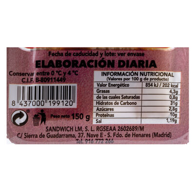 Sandwich 150g Atún con tomate