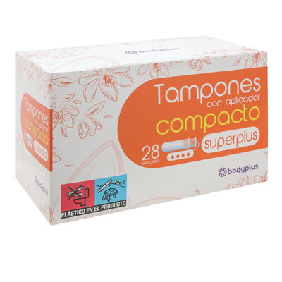 Tampon con aplicador Bodyplus compact 28 uds super plus