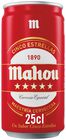 Cerveza rubia especial Mahou 5 Estrellas lata 25cl