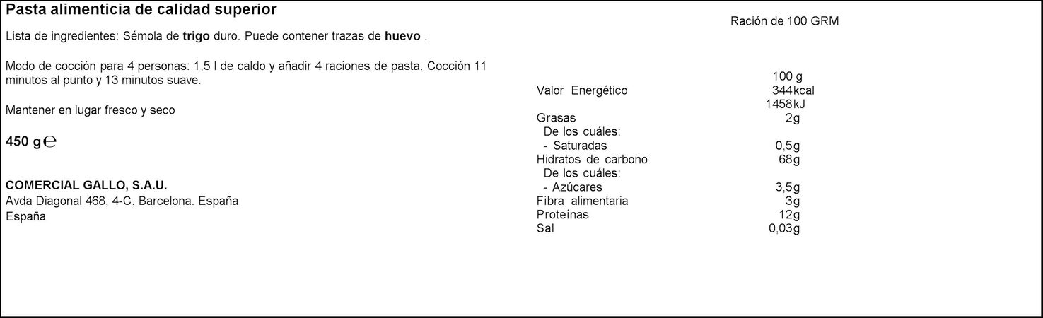 Fideo Gallo 450g nº4