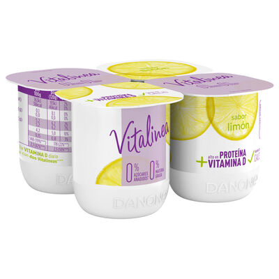 Yogur desnatado Vitalinea pack 4 lim&oacute;n