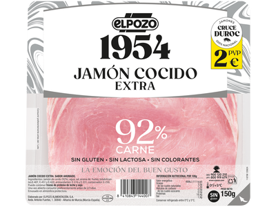 Jam&oacute;n cocido duroc en lonchas edici&oacute;n 1954 ElPozo 150g