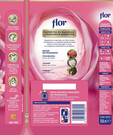 Suavizante Flor 66 lavados cerezo y frambuesa