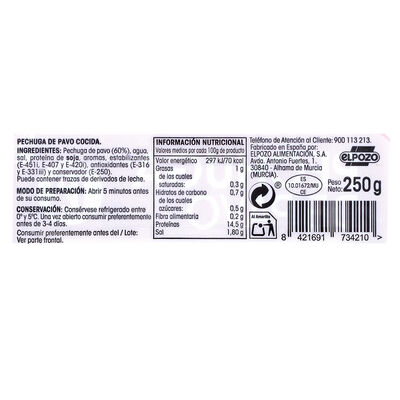 Pechuga de pavo en lonchas Alipende 250g