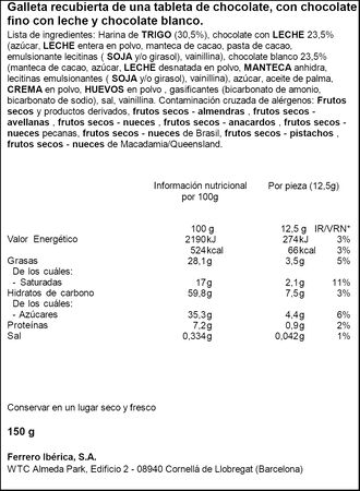 Galleta con chocolate con leche y chocolate blanco Kinder 150g