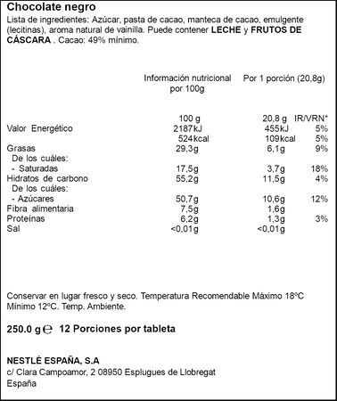 Chocolate negro Nestl&eacute; 250g