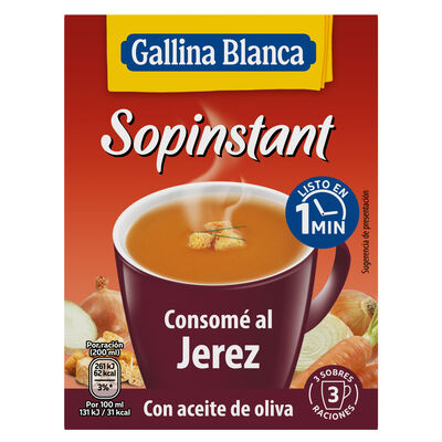 Consom&eacute; al jerez Sopinstant 46g con picatostes