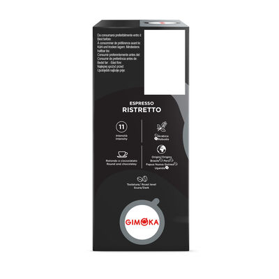 C&aacute;psulas de caf&eacute; compatibles con Nespresso espresso ristretto intensidad 11 Gimoka 20 c&aacute;psulas