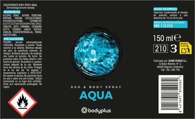 Desodorante y Body Spray Bodyplus 150 ml Aqua