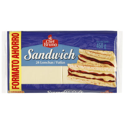 Queso sándwich en lonchas Chef Bruno 24 uds 450g