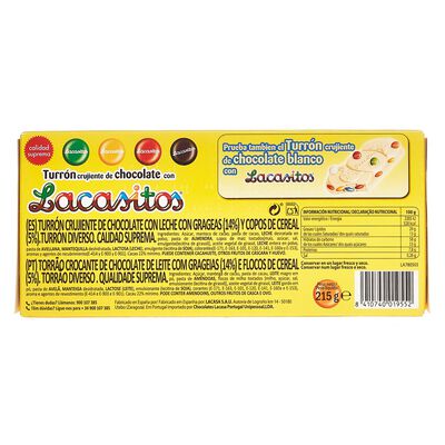 Turr&oacute;n de chocolate Lacasa 215g con lacasitos
