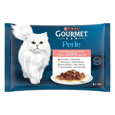 Comida h&uacute;meda gato Purina pack 4