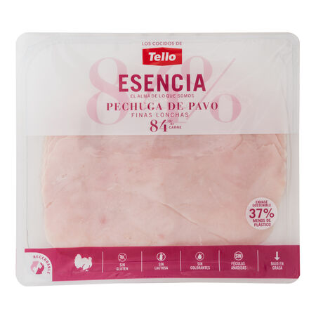 Pechuga de pavo en finas lonchas esencia Tello 125g