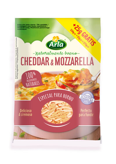 Rallado Cheddar& Mozzarella Arla 150+25G Especial Para Horno