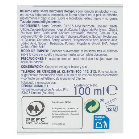 Bálsamo after shave Bodyplus 100ml hidratante