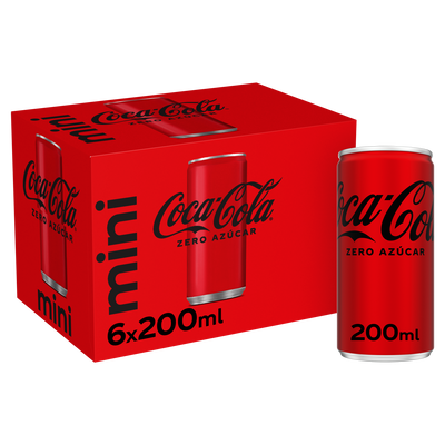 Refresco cola Coca-Cola mini lata 20cl pack 6 zero az&uacute;car