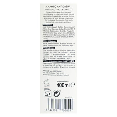 Champ&uacute; anticaspa men Bodyplus 400ml