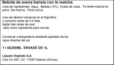 Bebida de avena barista matcha Yosoy 1l