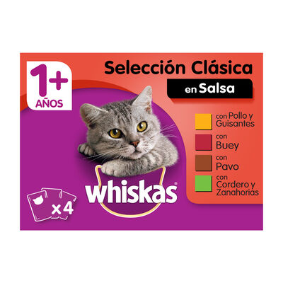 Comida húmeda gato Whiskas carnes pack 4