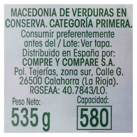 Macedonia de verdura Alipende 325g