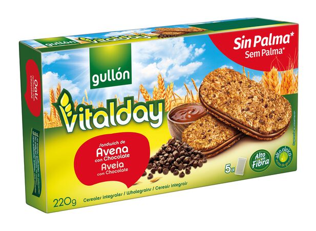 Galleta sandwich avellana-choco Vitalday gullón 220g