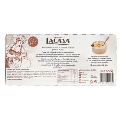 Turr&oacute;n arroz-leche calidad suprema sin gluten Lacasa 225g