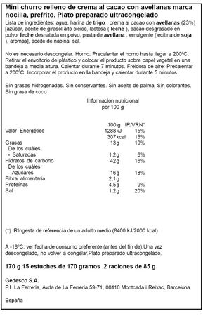 Churro bite relleno de nocilla Maheso 170g