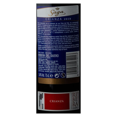 Vino tinto DO Ribera del Duero Saga crianza