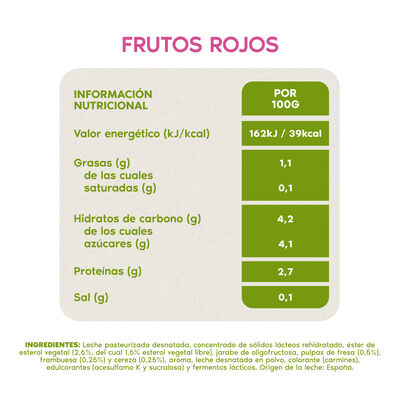 Yogur Bebible Danacol con sabor a Frutos Rojos 6x100g