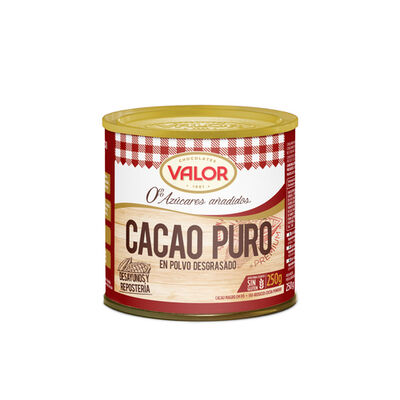Cacao puro en polvo sin az&uacute;car a&ntilde;adido Valor 250g