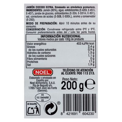Jam&oacute;n cocido finas lonchas Alipende 200g