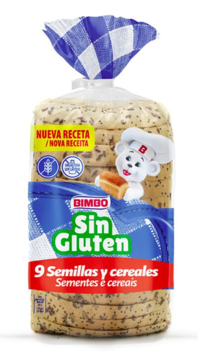 Pan de molde sin gluten con 9 semillas y cereales Bimbo 375g