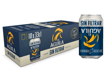 Cerveza rubia sin filtrar El Águila 33cl pack 10