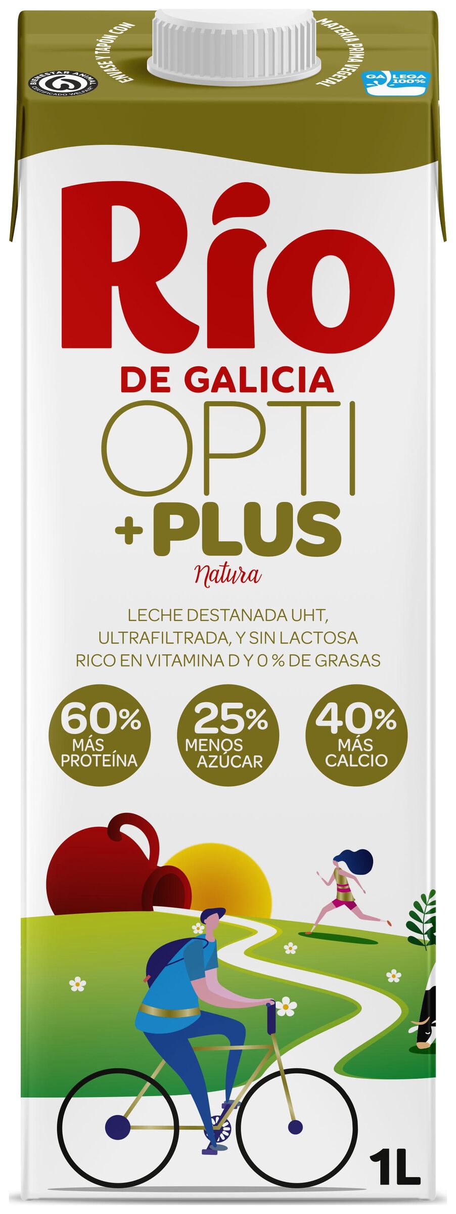 Leche brick Opti+Plus Rio 1 l desnatada