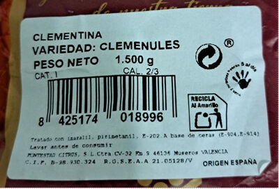 Mandarina clementina malla 1.5kg