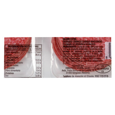 Salami en lonchas calidad extra Alipende pack 4 de 50g
