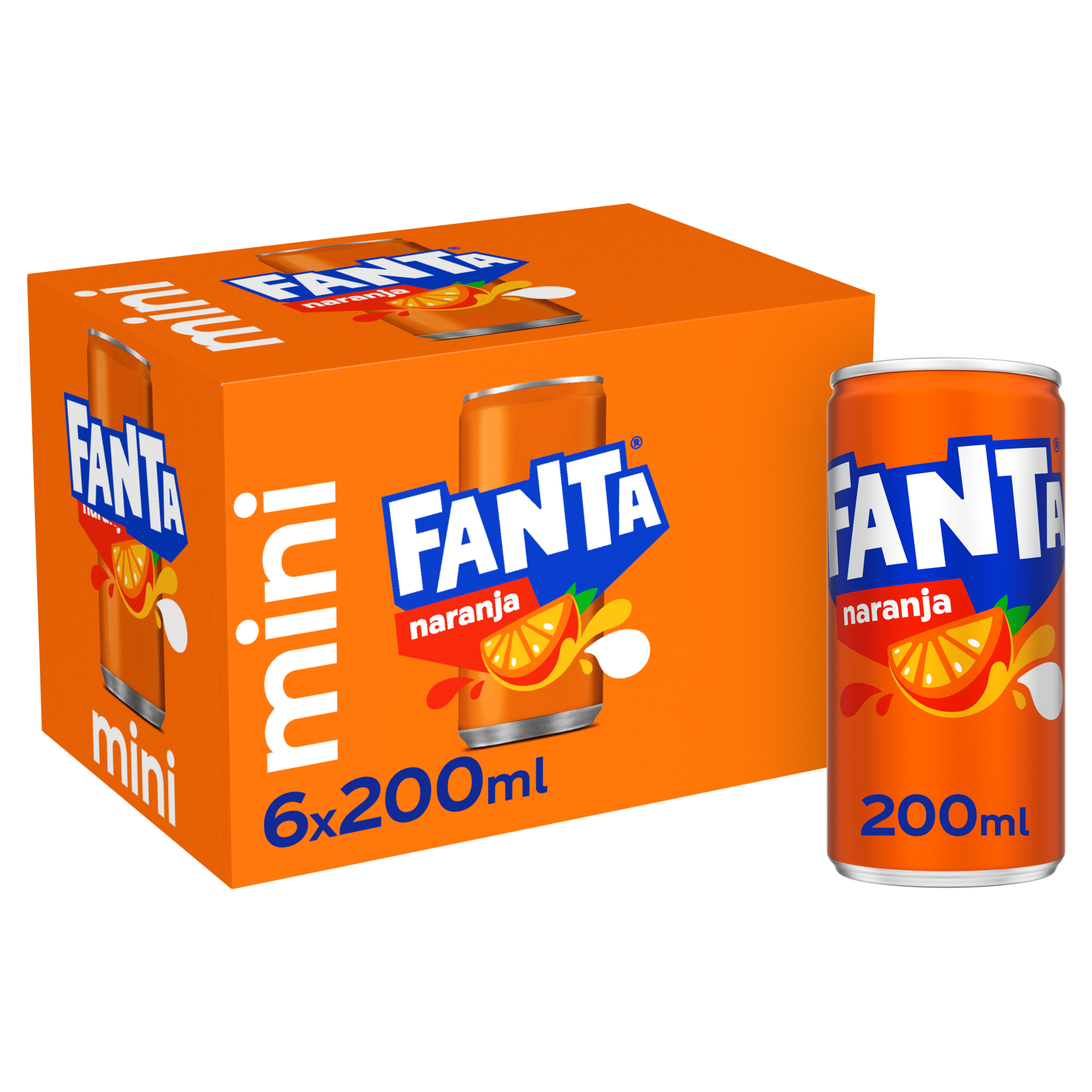Refresco naranja Fanta mini lata 20cl pack 6