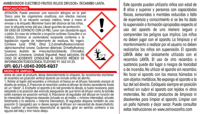 Ambientador eléctrico Lanta aparato+recambio 25ml frutos rojos