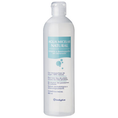 Agua micelar natural limpia y desmaquilla Bodyplus 400 ml