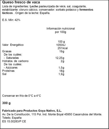 Queso fresco latino Goya 300 gr