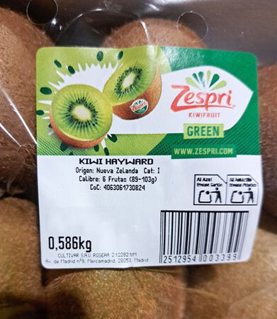 Kiwi verde Zespri bandeja 500g aproximadamente